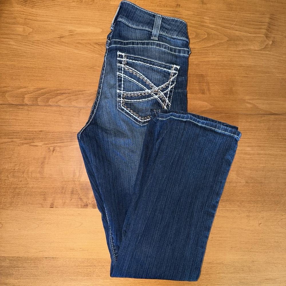 Ariat Jeans Womens 31S Blue Denim Bootcut Real Mid Rise Stretch Marine Dark Wash